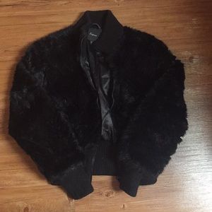Black faux fur jacket